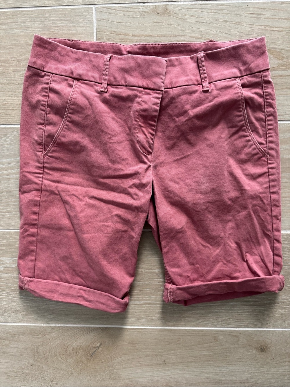 LOFT Rose-Mauve Rolled Hem Chino Bike Shorts